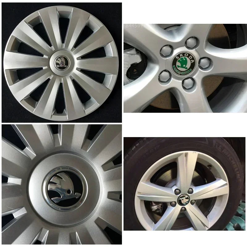 Škoda Style Wheel Centre Caps – 4 Piece Set – 55mm / 65mm