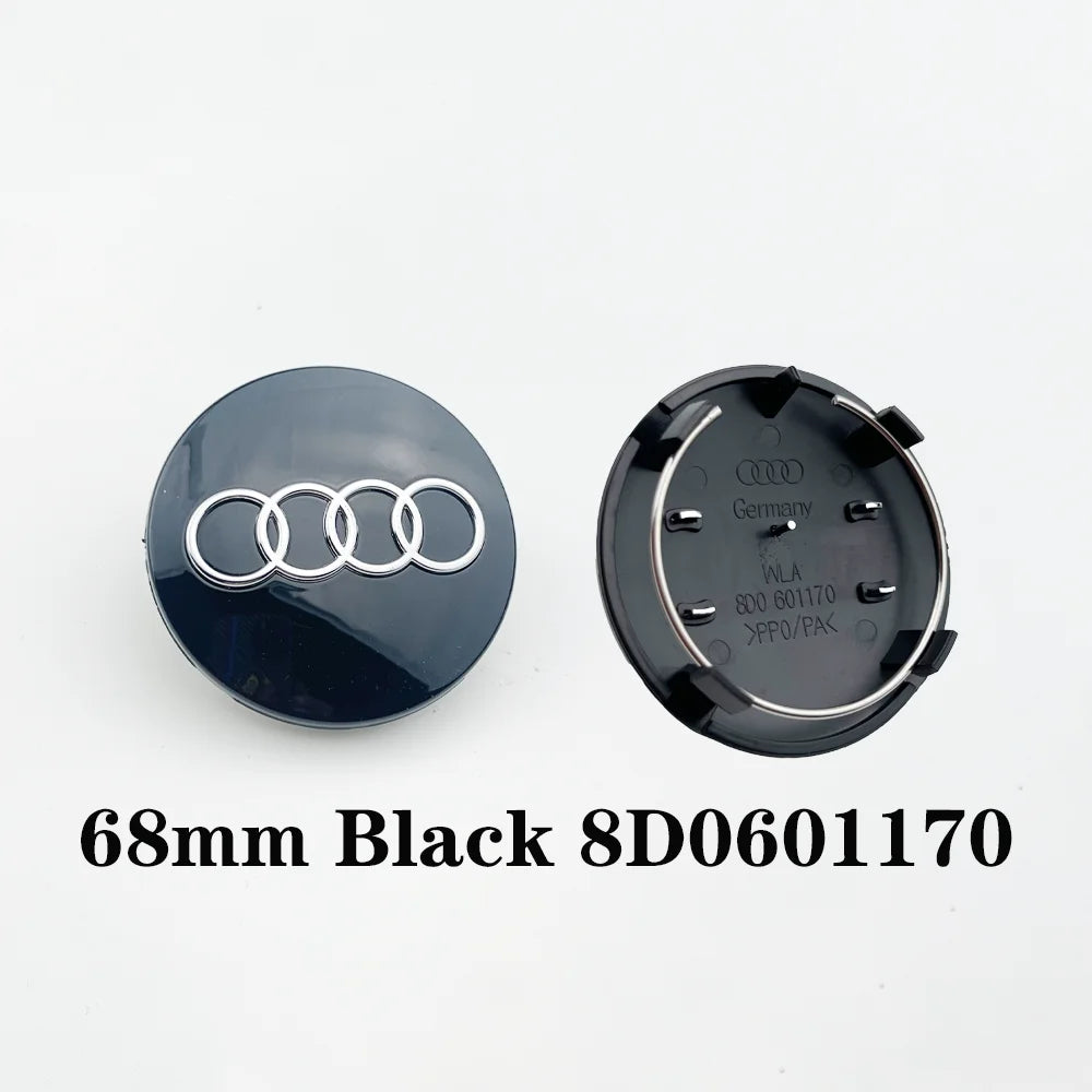 Audi Style Wheel Centre Caps – 4 Piece Set – 60mm / 61mm / 68mm / 69mm
