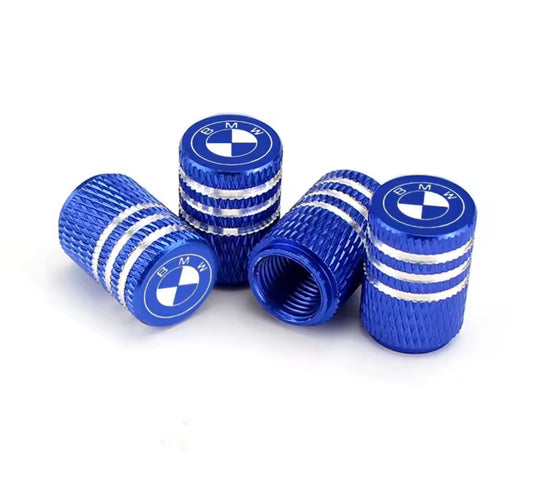 BMW Knurled Metal Tyre Valve Caps – Red, Blue, Black & Silver